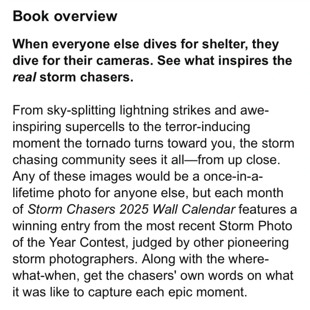 STORMCHASERS ⛈️ 2025 Calendar